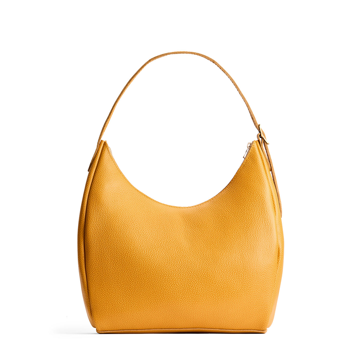 Sunshine*Large | U-shaped, flat-bottomed leather shoulder bag with adjustable strap