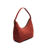 Cinnabar Medium | U-shaped, flat-bottomed leather shoulder bag with adjustable strap