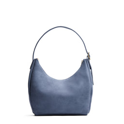 Denim*Medium | U-shaped, flat-bottomed leather shoulder bag with adjustable strap