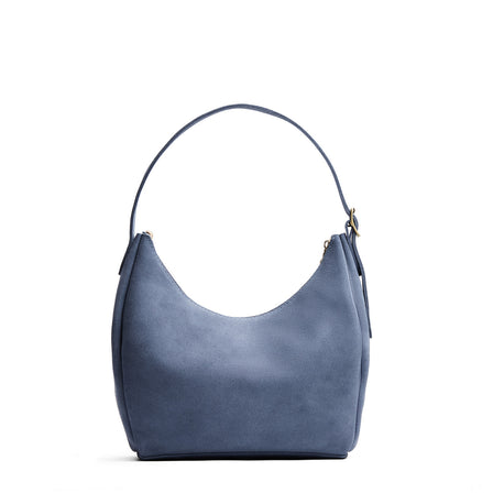 Denim*Medium | U-shaped, flat-bottomed leather shoulder bag with adjustable strap