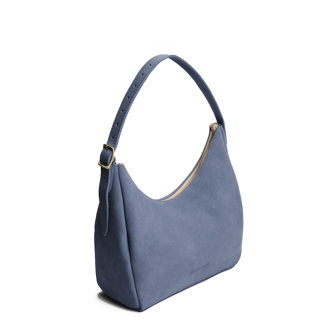 Denim*Medium | U-shaped, flat-bottomed leather shoulder bag with adjustable strap