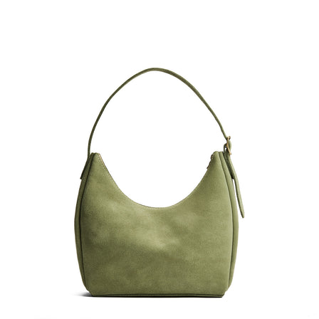 Laurel*Medium | U-shaped, flat-bottomed leather shoulder bag with adjustable strap