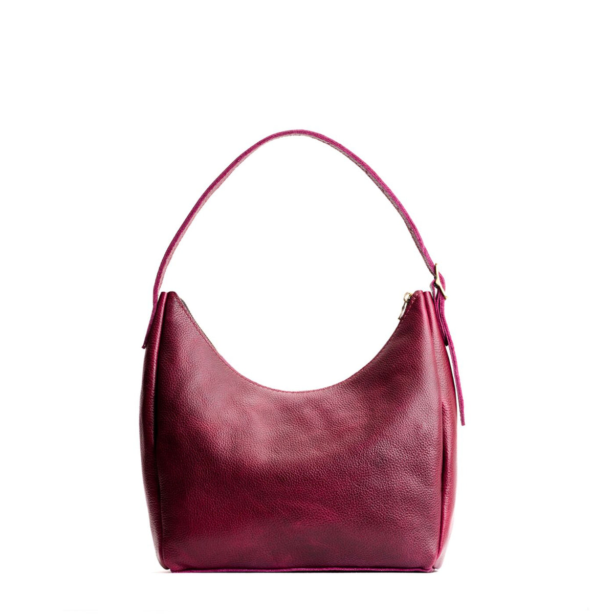 Orchid*Medium | u-shaped, flat-bottomed leather shoulder bag with adjustable strap