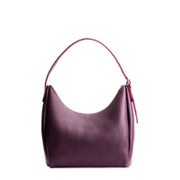 Plum*Medium | U-shaped, flat-bottomed leather shoulder bag with adjustable strap