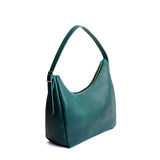 Sea Glass Medium | U-shaped, flat-bottomed leather shoulder bag with adjustable strap