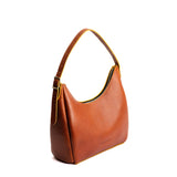 Sienna Medium | U-shaped, flat-bottomed leather shoulder bag with adjustable strap
