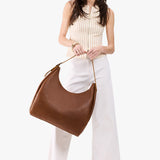 Asheville Oversized | U-shaped, flat-bottomed leather shoulder bag with adjustable strap