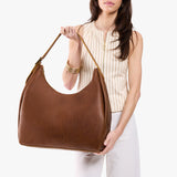 Asheville Oversized | U-shaped, flat-bottomed leather shoulder bag with adjustable strap