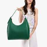Bacalar Oversized | U-shaped, flat-bottomed leather shoulder bag with adjustable strap