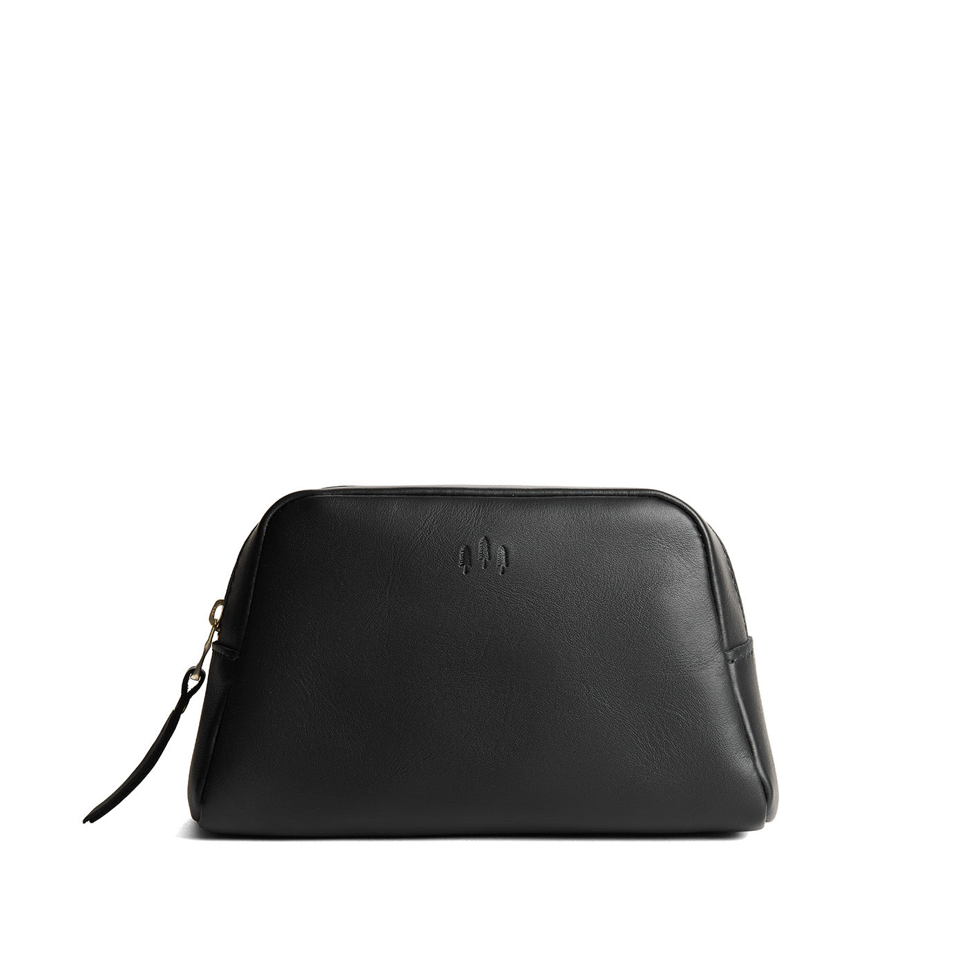 Black | Trapezoid pouch with leather zipper pull