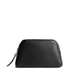 Black | Trapezoid pouch with leather zipper pull