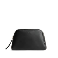 Black | Trapezoid pouch with leather zipper pull