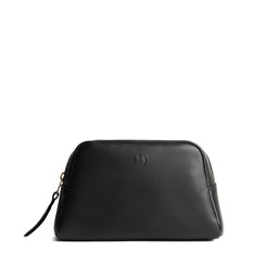 Black | Trapezoid pouch with leather zipper pull