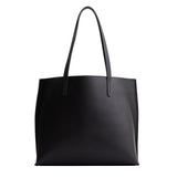 Black Large | Leather tote bag with interior snap key loop