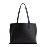 Black Medium | Leather tote bag with interior snap key loop