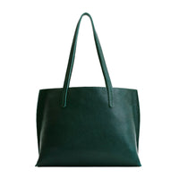 Forest Green*Medium | Leather tote bag with interior snap key loop