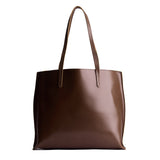 Chocolate Brown Large | Leather tote bag with interior snap key loop