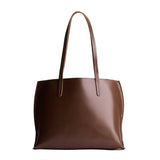 Chocolate Brown Medium | Leather tote bag with interior snap key loop