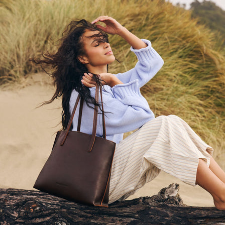 Coldbrew*Medium | Leather tote bag with interior snap key loop