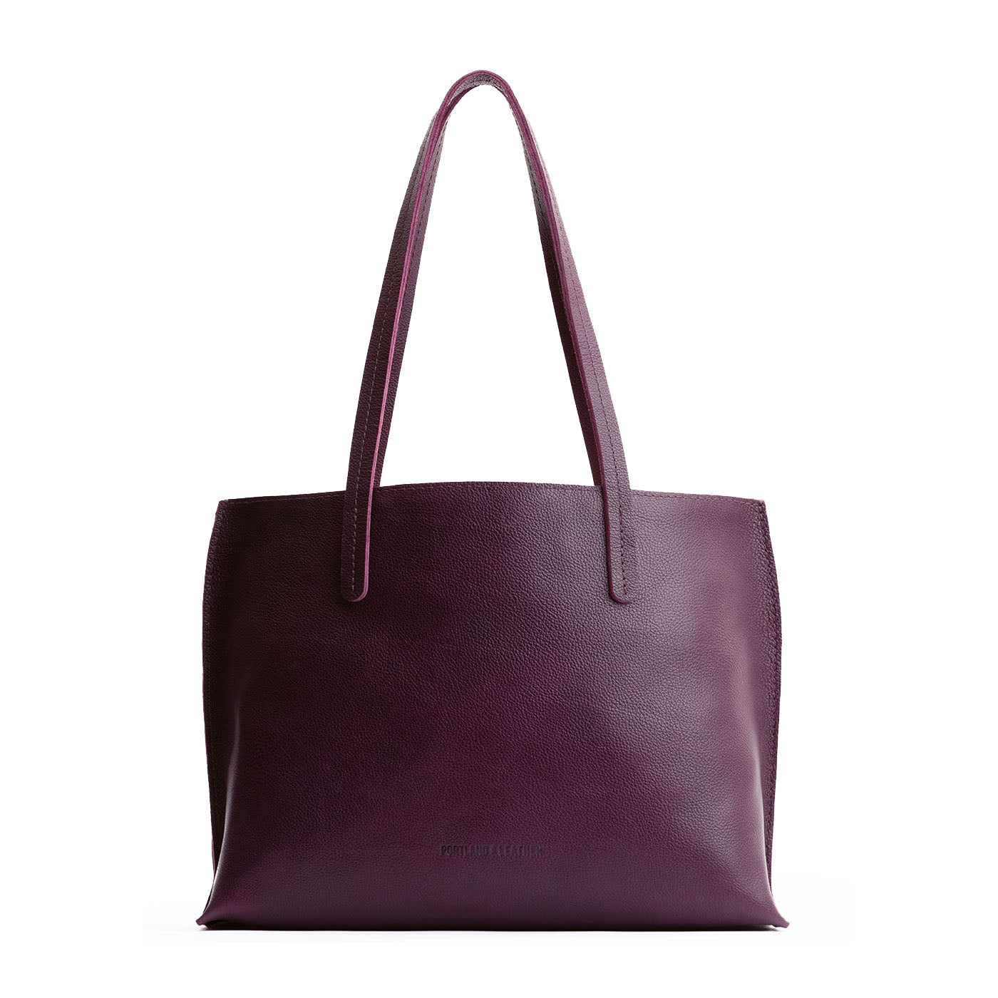 Plum*Medium | Leather tote bag with interior snap key loop