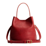 Chili Red Large | Symmetrical bucket bag with handle, latch closure, and removable crossbody strap