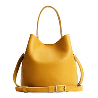 Sunshine*Large | Symmetrical bucket bag with handle, latch closure, and removable crossbody strap