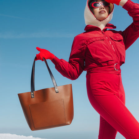 Honey*Classic | Large leather tote bag with sturdy bridle handles and front pocket