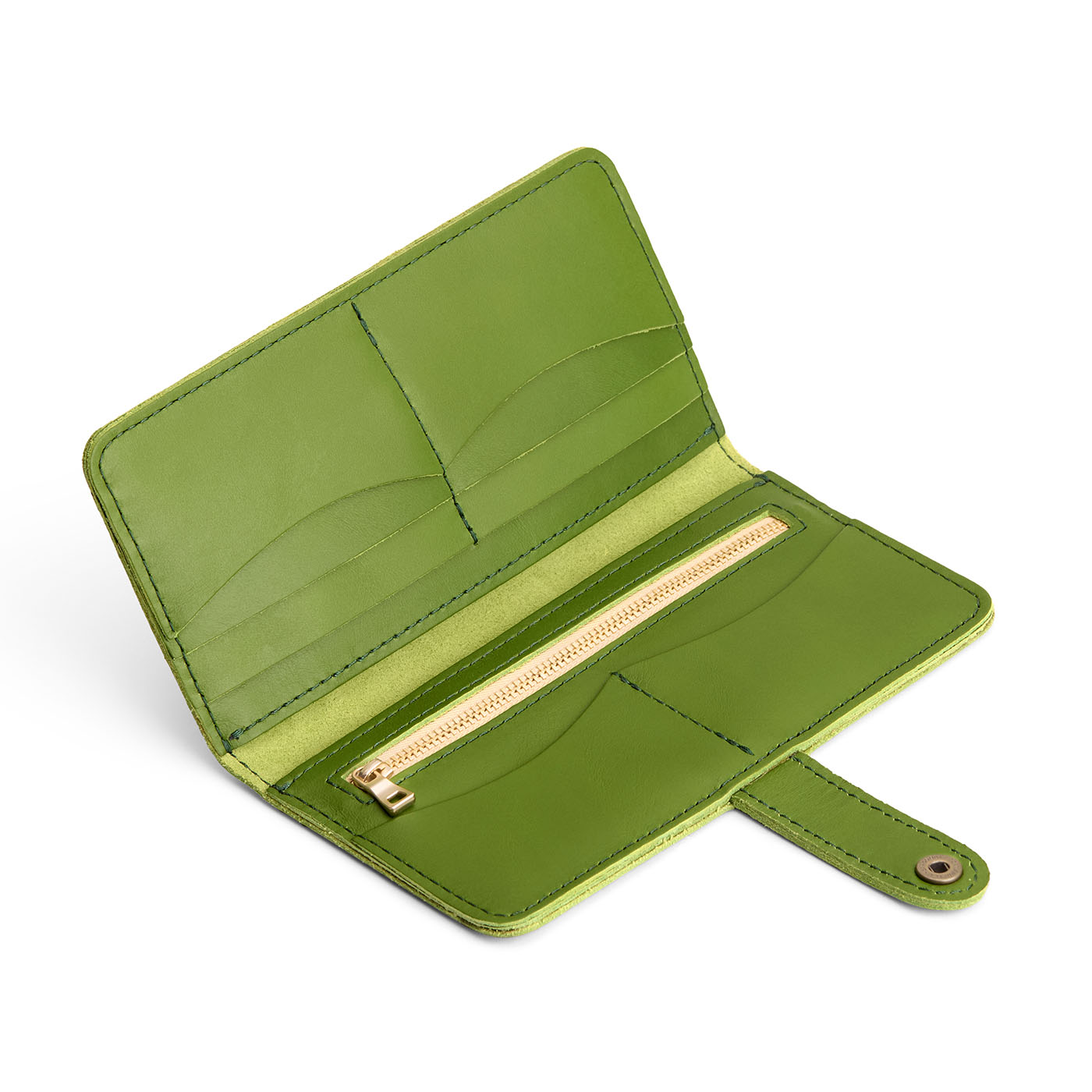 Green Apple | Leather wallet with snap open