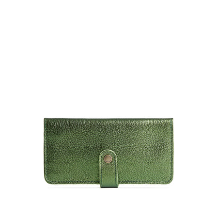 Metallic Greench | Leather wallet with snap closure
