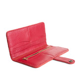 Reba Red | Leather wallet with snap closure open