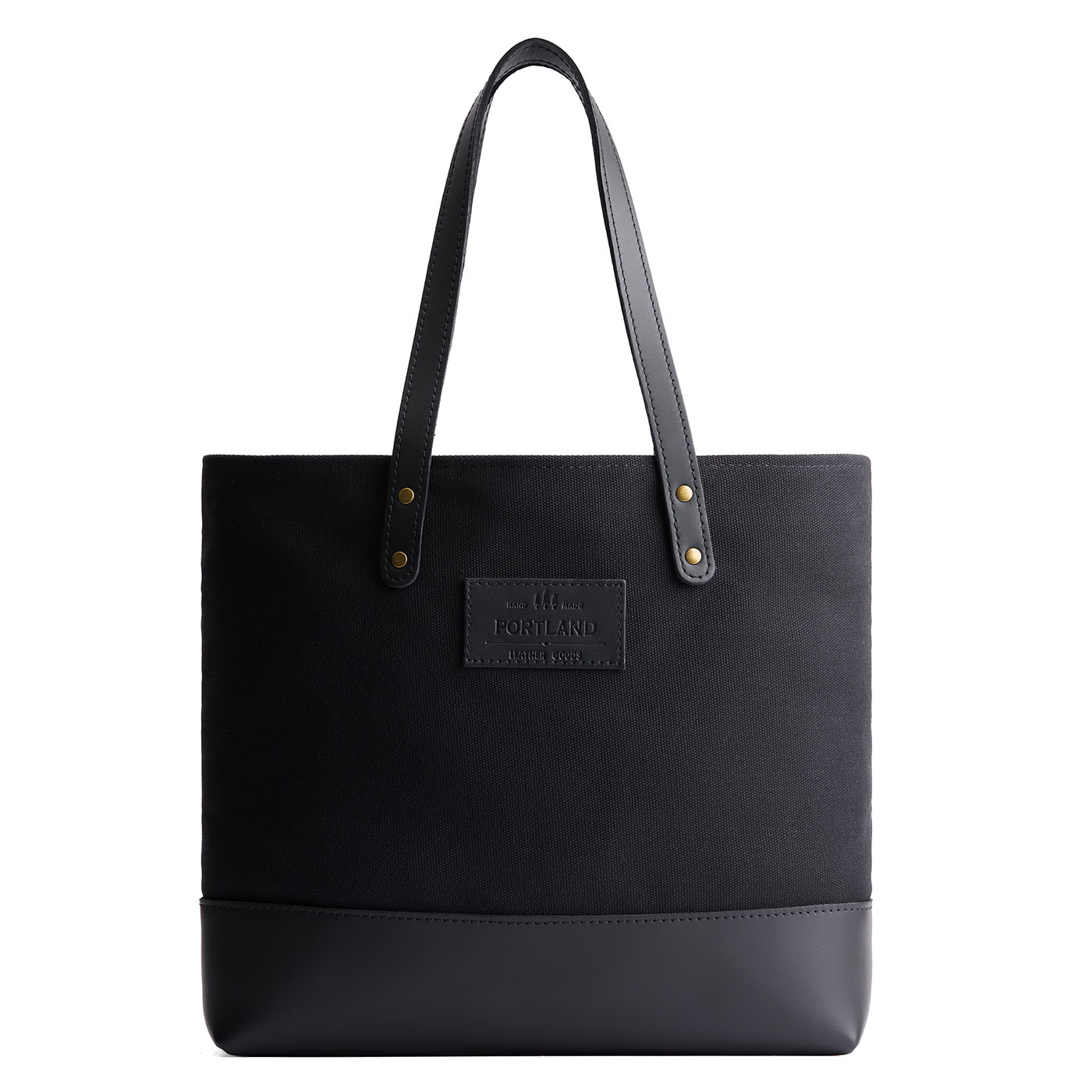 Noir | Canvas tote with leather base and handles