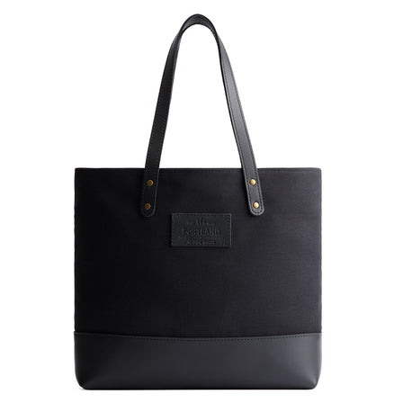 Noir | Canvas tote with leather base and handles