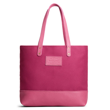 Rose Pop | Canvas tote with leather base and handles