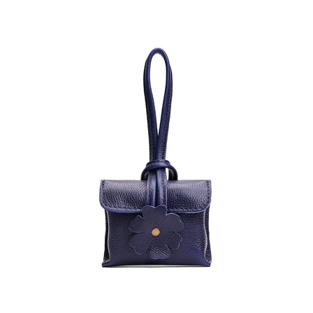 Cobalt | Wristlet pouch with loop strap and a flower design