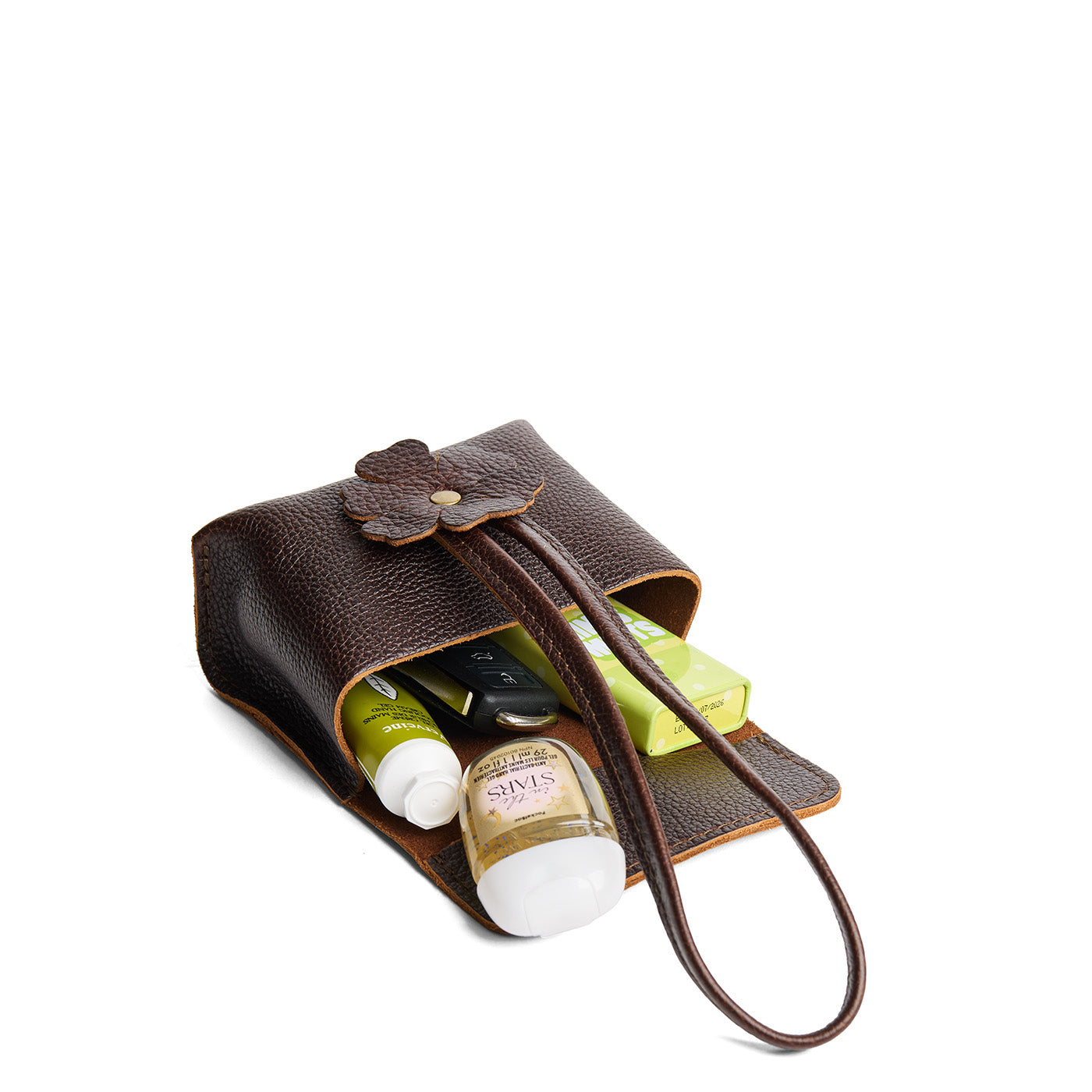 Coldbrew | Wristlet pouch with loop strap and a flower design open