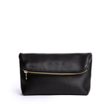 Pebbled--black | Closed folded zipper pouch