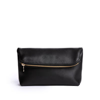 Pebbled--black | Closed folded zipper pouch