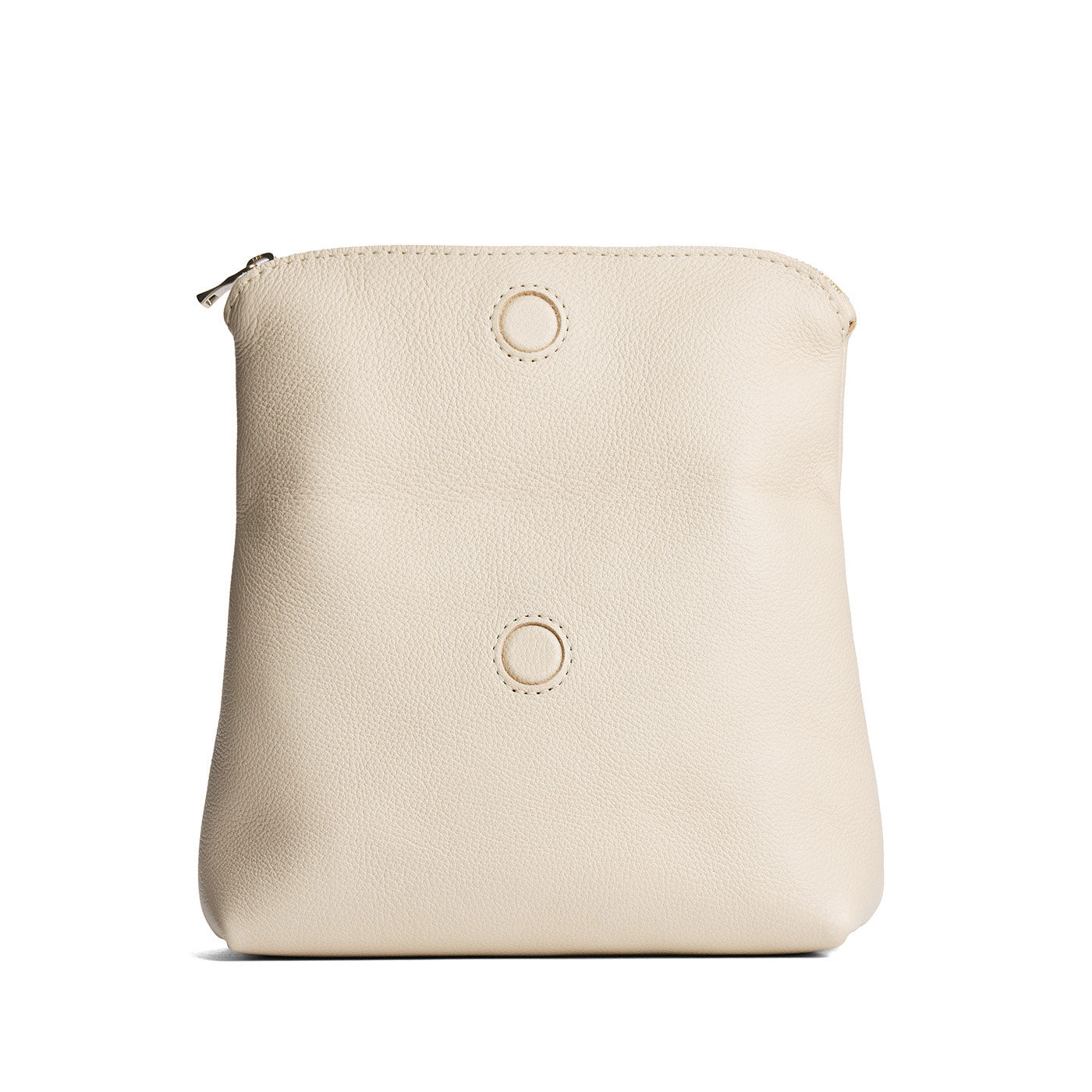 Pebbled Bone | Closed folded zipper pouch