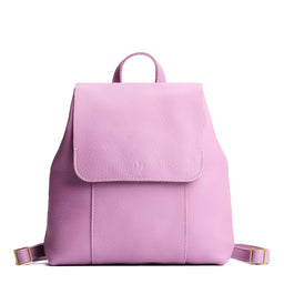 Calla Lily | Leather backpack with magnetic flap closure on a white background