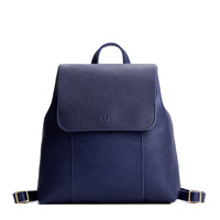 Cobalt | Leather backpack with magnetic flap closure on a white background