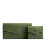 Pine | Two sizes of leather wallet with snap closure and three trees debossed
