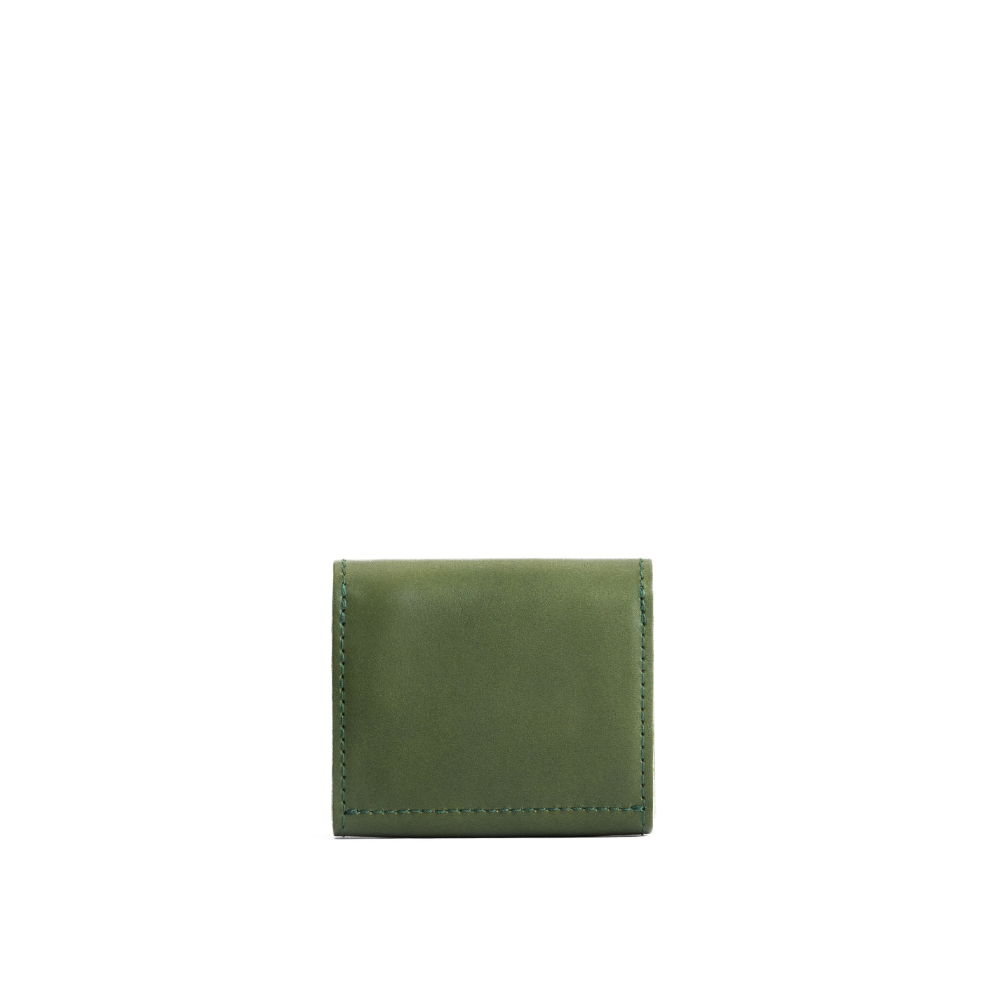 Pine | Back of compact leather wallet with snap closure and three trees debossed
