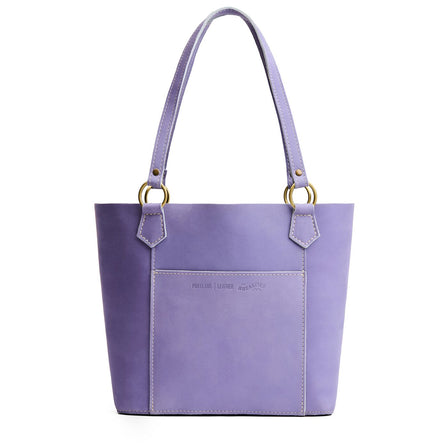 Chalk Violet | Medium tote bag with antiqued brass toned hardware and front pocket