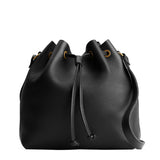 Pebbled--black Large | Slouchy crossbody bag with leather drawstring closure