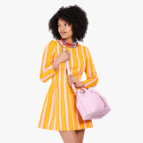 Pinkaboo Large | Model wearing slouchy crossbody bag with drawstring closure