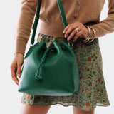 Bacalar Large | Model holding slouchy crossbody bag with drawstring closure