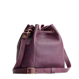 Plum Small | Slouchy crossbody bag with leather drawstring closure