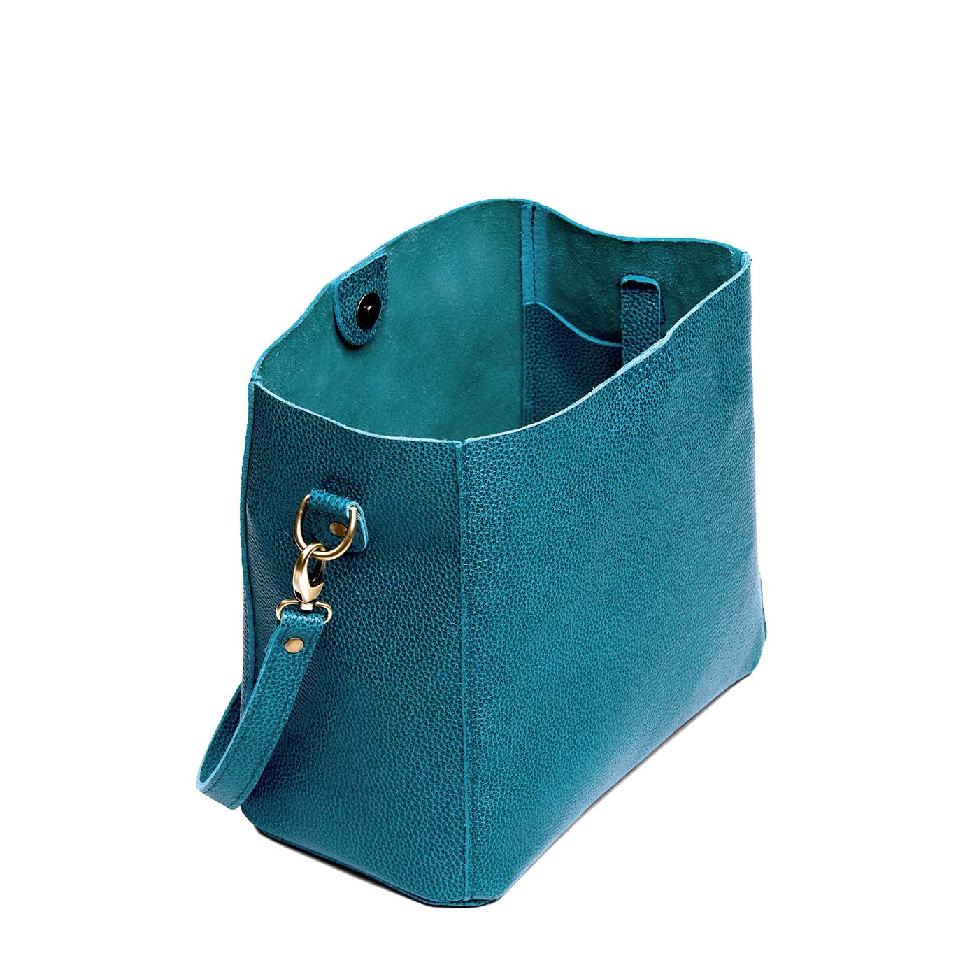 Aquarius | Symmetrical bucket bag with latch closure and removable crossbody strap