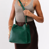 Bacalar | symmetrical bucket bag with latch closure and removable crossbody strap