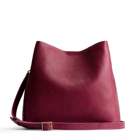 Orchid | symmetrical bucket bag with latch closure and removable crossbody strap